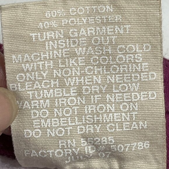 Vintage Express Tricot Fleece Pant Pink Wide Leg Pull On Sequin Logo 90s Y2K - Picture 9 of 9